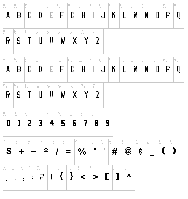 EXP Font font map